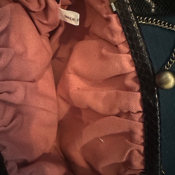 Isabella Fiore Black Snake-Embossed Evening Bag + Matching Pouch - Picture 6 of 13